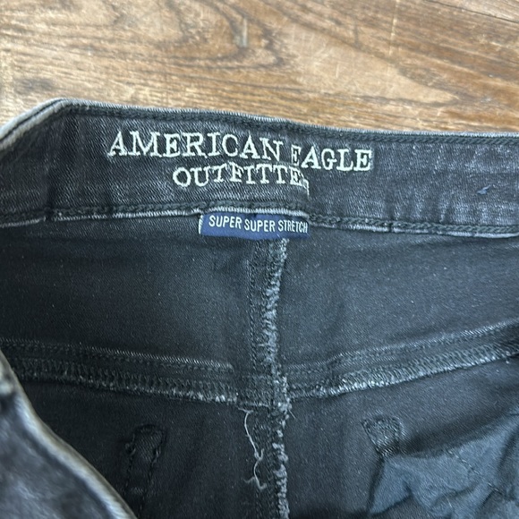 American Eagle Size 12 Super Hi Rise Shortie Super Super Stretch Black Gray - Picture 3 of 6